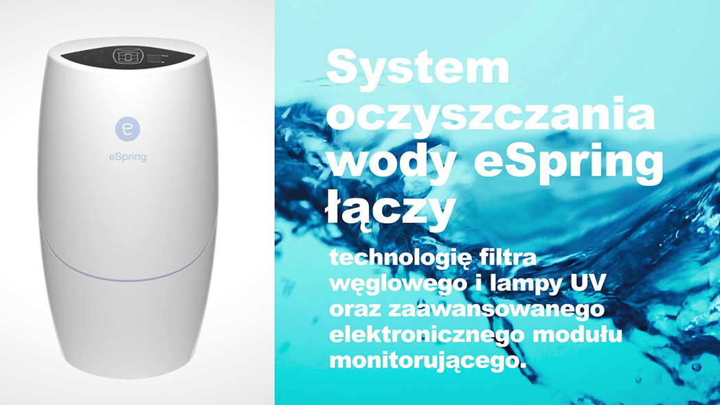 eSpring Water Purifier ホワイト System oczyszczania wody z zaworem instalowanym na