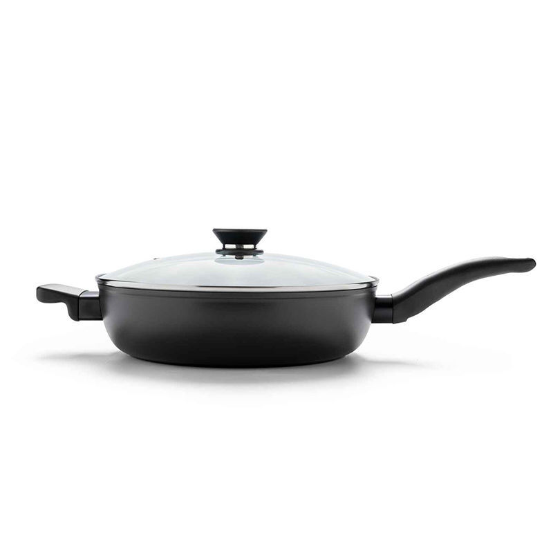 Bobikuke Multi Grillpan, inductie met afneembare handgreep, steakpan, 3-in-1 antiaanbaklaag, gedeelde braadpan, compatibel met alle warmtebronnen, 28 x 24 cm (zwart